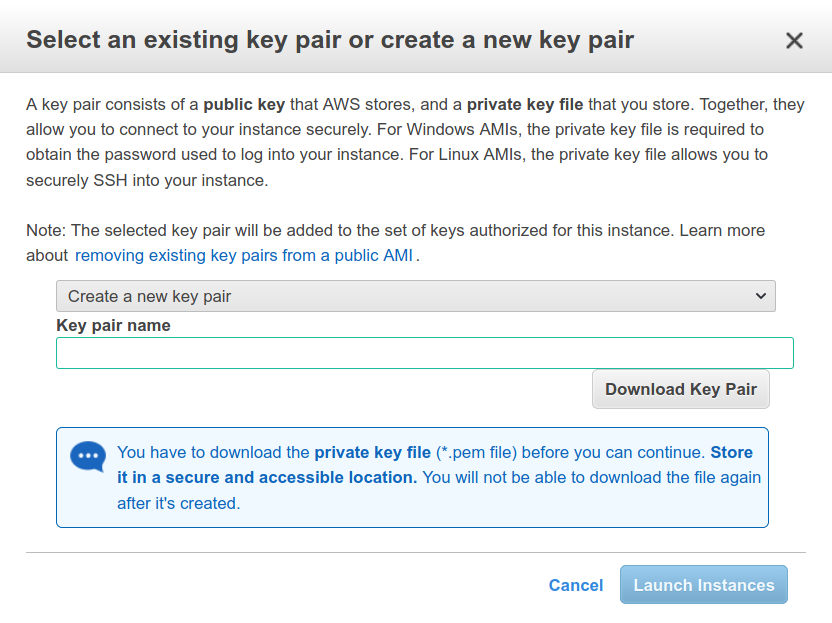 Assign a Key Pair for EC2 Instance